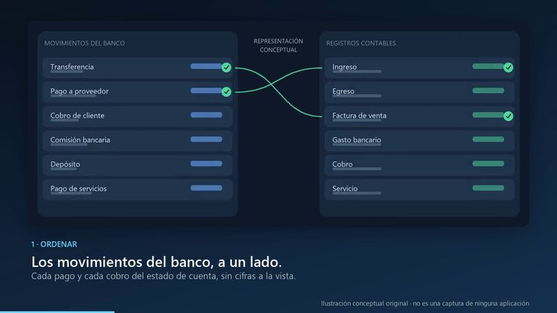 Conciliación: cada movimiento se cruza con su registro