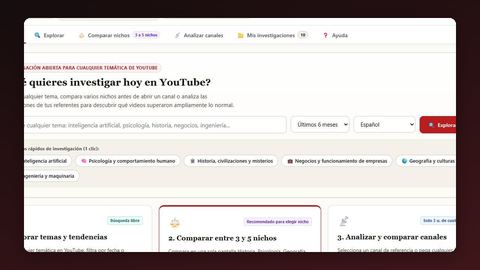 YouTube Radar: investigación de temas, nichos y canales