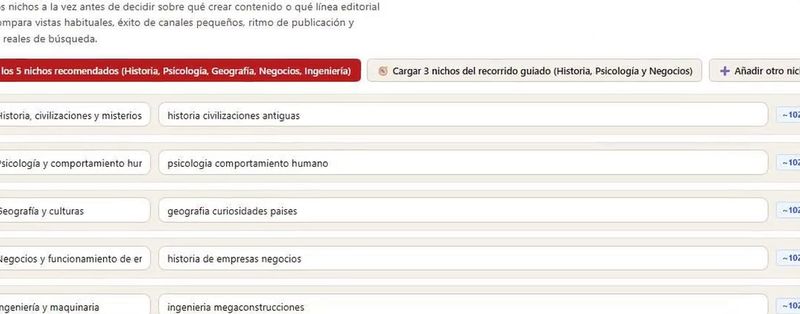 YouTube Radar: de tres a cinco nichos lado a lado